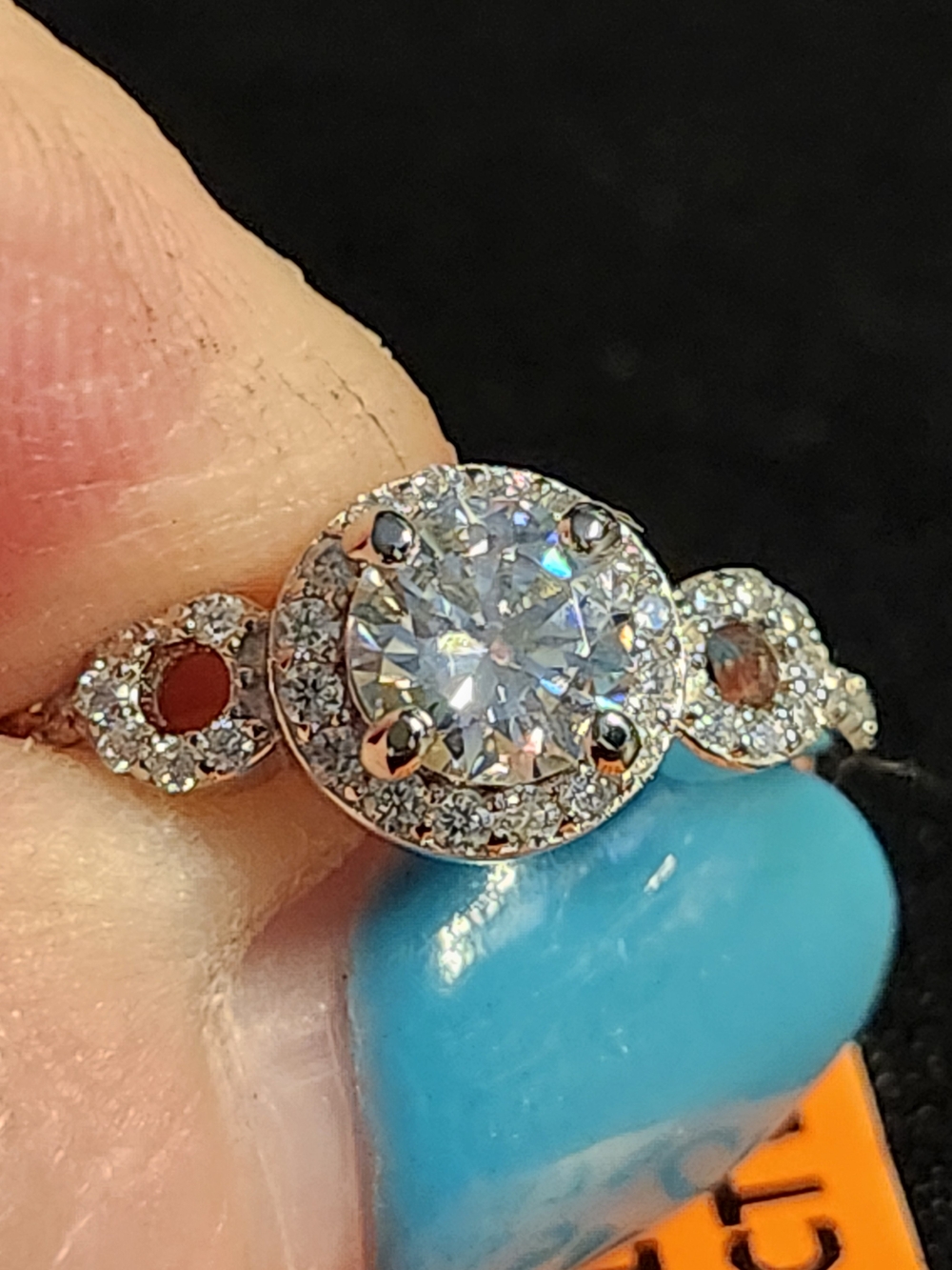 Sterling Silver Halo Engagement Ring with White Stone - White